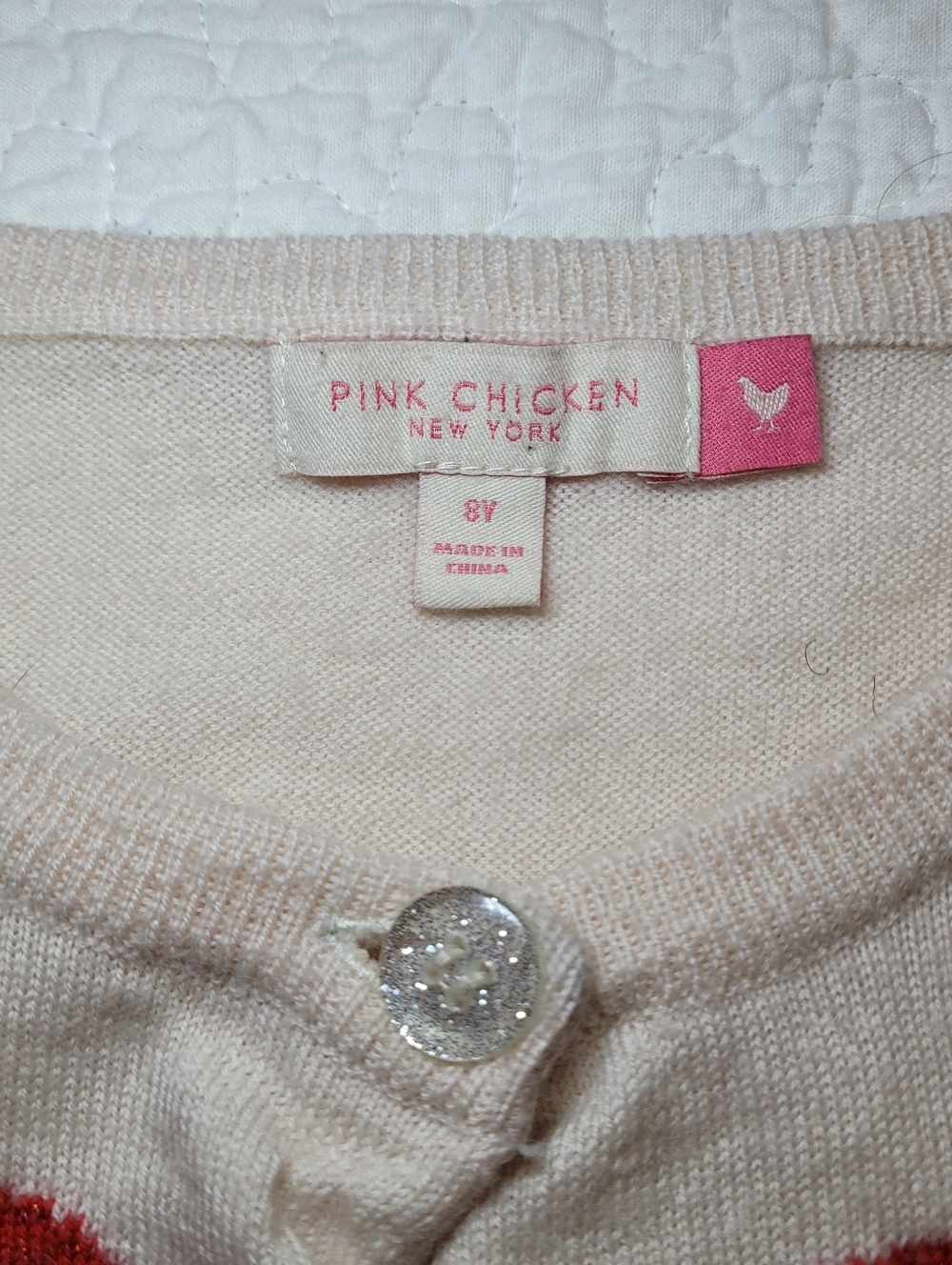 Pink Chicken Hannah Merino Wool Cardigan Sweater Heart Sz 8 - Picture 4 of 11